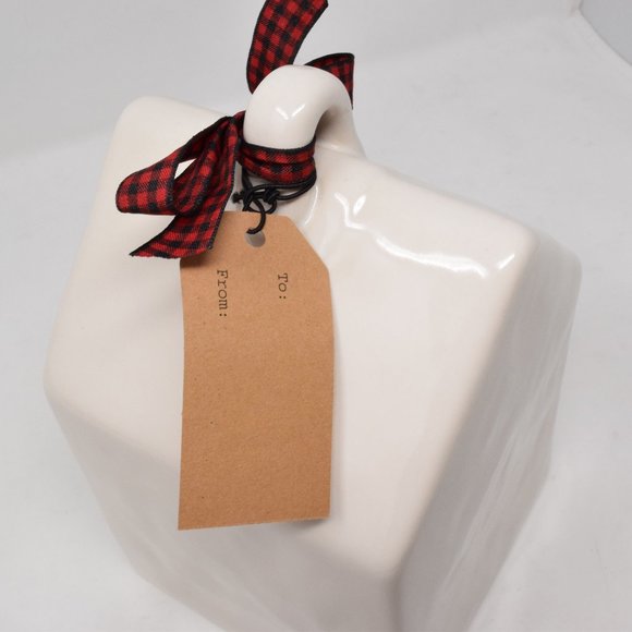 Rae Dunn Ho Ho Ho Birdhouse Ribbon Tag New Square Christmas Holiday White Red - Picture 10 of 11